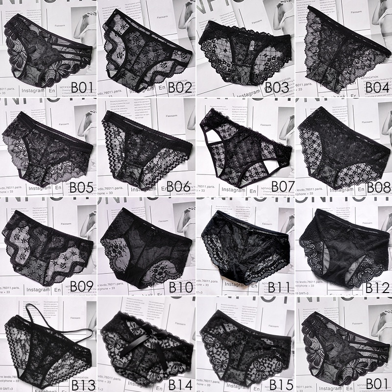 กางเกงชั้นใน ผ้าฝ้ายแท้ เอวต่ํา ผ้าโปร่งใส ไร้รอยต่อ แต่งลูกไม้ น้ําหนักเบา สีดํา เซ็กซี่ สําหรับผู้หญิง มี 15 สไตล์