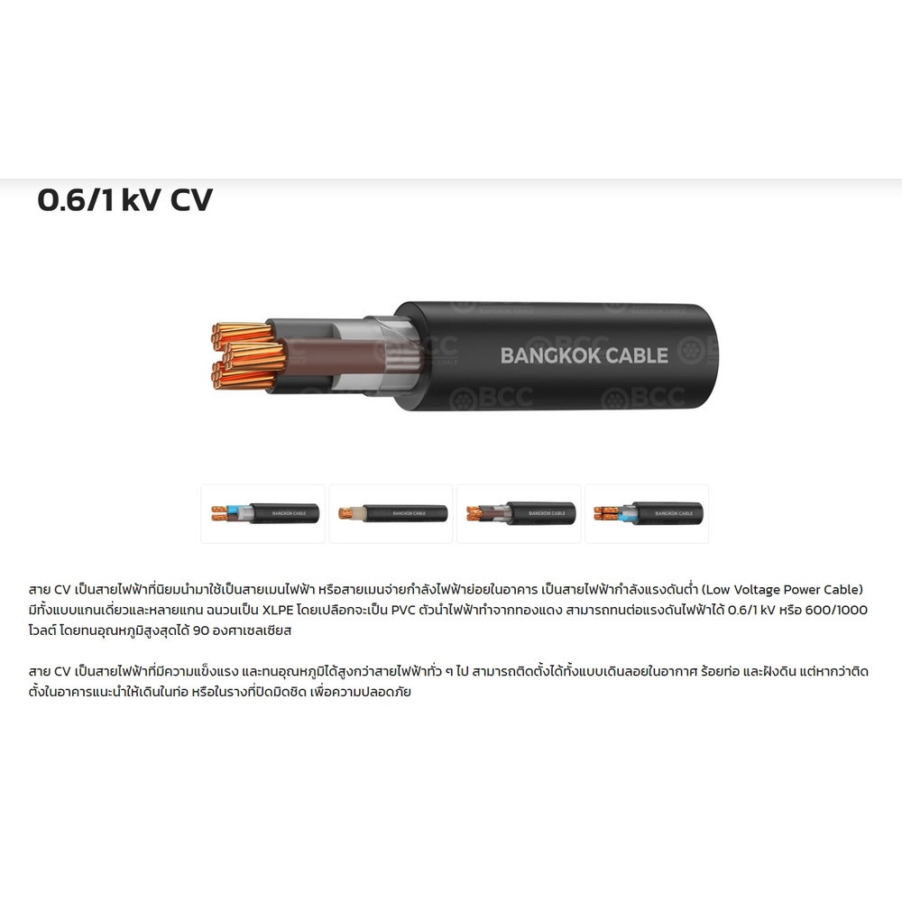 BCC สายไฟ CV 3x4 SQ.MM. 100ม. สีดำ