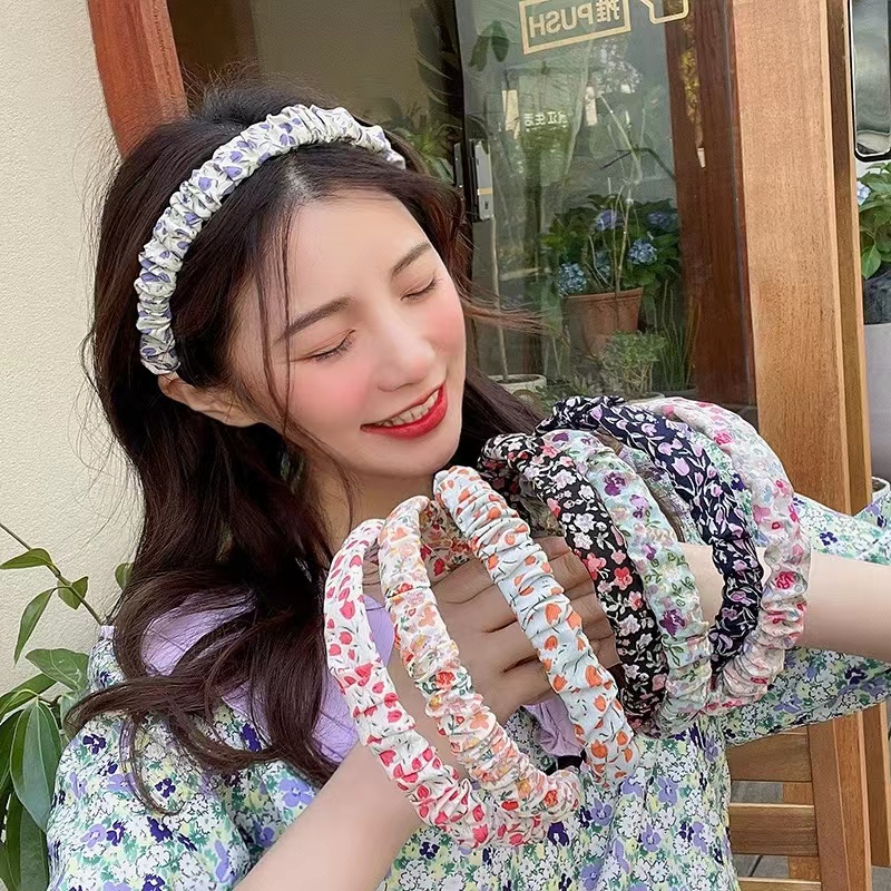 ที่คาดผม แต่งจับจีบ ลายดอกไม้ ขนาดเล็ก สไตล์เกาหลี เรโทร เครื่องประดับผม แฟชั่นสําหรับเด็กผู้หญิง