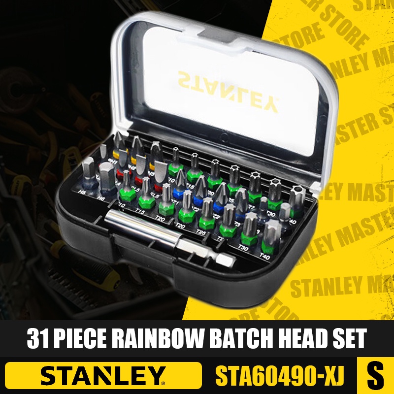 Stanley STA60490-XJ 31 ชิ้นชุดหัวสายรุ้งชุดอุปกรณ์เสริมเครื่องมือไฟฟ้าไขควงไฟฟ้าบิตไดร์เวอร์หัว