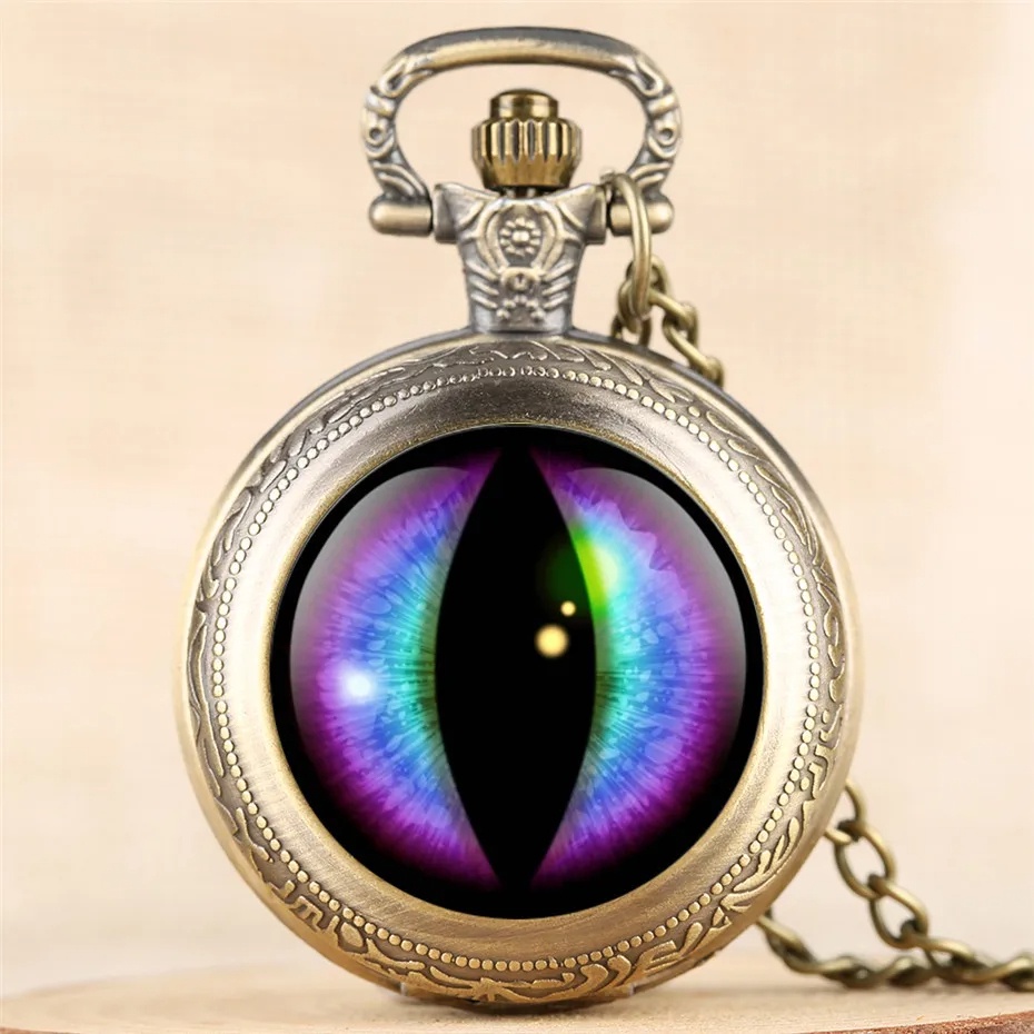 Vintage Creative Eye Design ควอตซ์นาฬิกาพ็อกเก็ตผู้ชายผู้หญิง Steampunk ประณีตจี้นาฬิกา