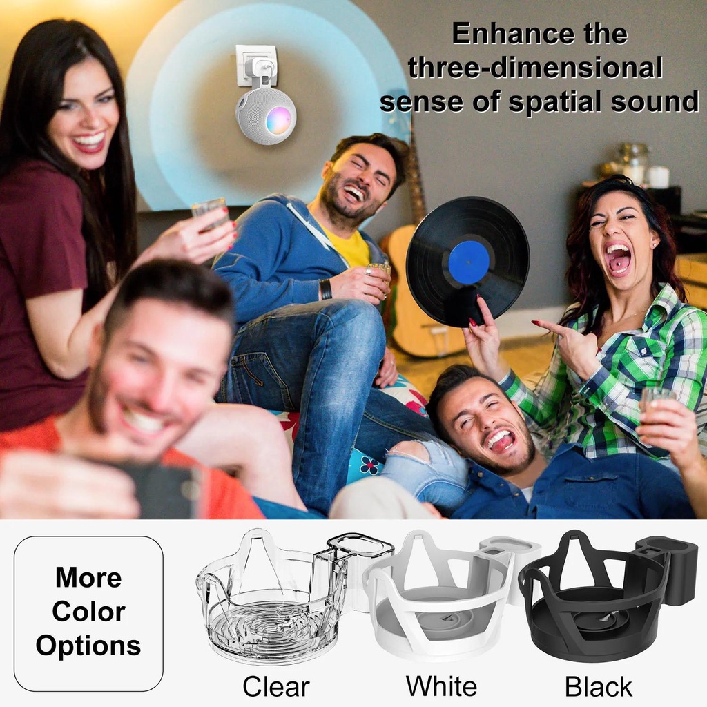 รองรับตัวยึดผนังสําหรับ Apple HomePod mini พร้อมที่เก็บสายเคเบิล คุณภาพ ABS เคสแข็ง ขาตั้งลําโพงซ็อกเก็ตสําหรับ Homepod mini Holder