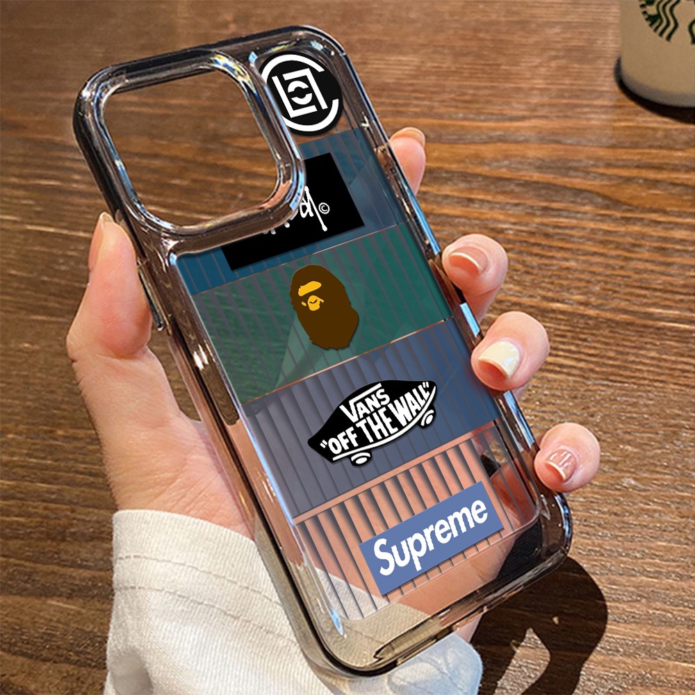 Bape Ape เคสโทรศัพท ์ เหมาะสําหรับ iphone 14 11 13 12 X XS 15 ProMax xsmax xr 7 8 14 15 plus วันหยุดของขวัญไม ่ มีสีเหลืองกันกระแทกโปร ่ งใสเคสโทรศัพท ์ Supreme 7NFR