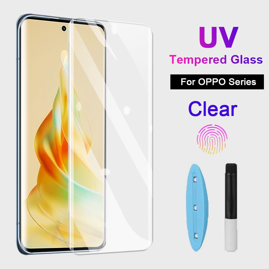 ฟิล์มกระจกนิรภัยกันรอยหน้าจอ กันแสง UV แบบโค้ง สําหรับ OPPO Reno 12 11 10 8T 5 6 Pro Plus 5G Find X X2 X3 X5