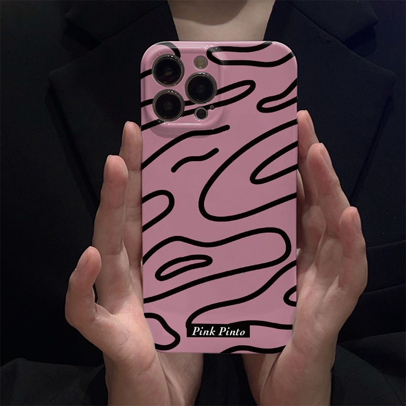 เส้นสีดําบนรองพื้น Apple 15/16/17Promax เคสฟิล์ม 14Promax เคสโทรศัพท์ Iphone13/12 Hard Xr หญิง Xr 7/