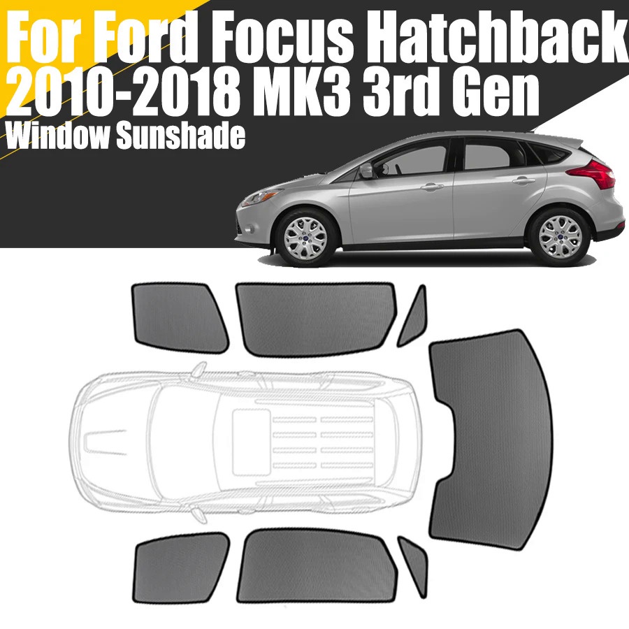 ม่านบังแดดหน้าต่างรถยนต์ แบบแม่เหล็ก สําหรับ Ford Focus Hatchback MK3 2010-2018 3rd Gen