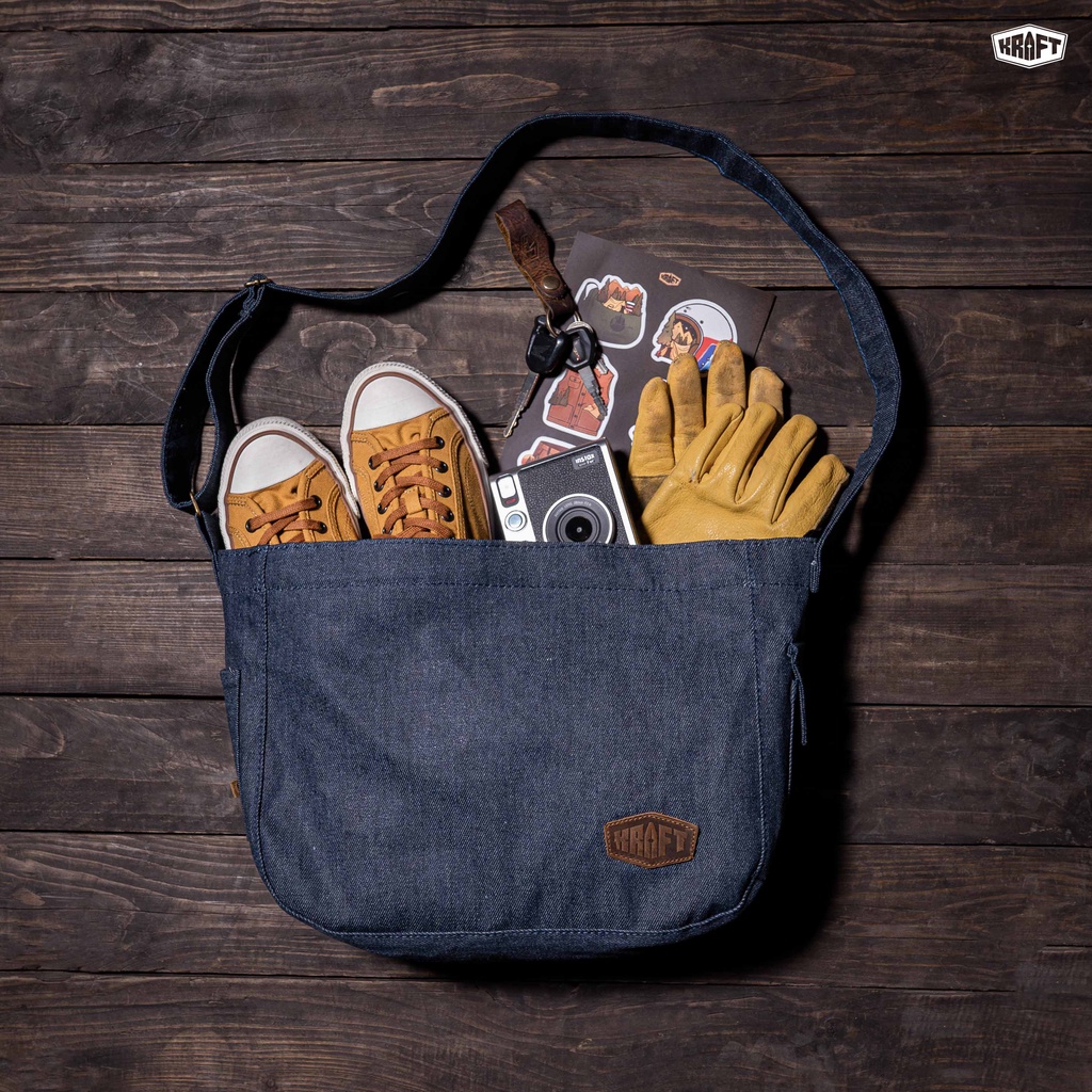 Kraft Cargo Denim Crossbody Bag (Satchel Bag) - VINTAGE