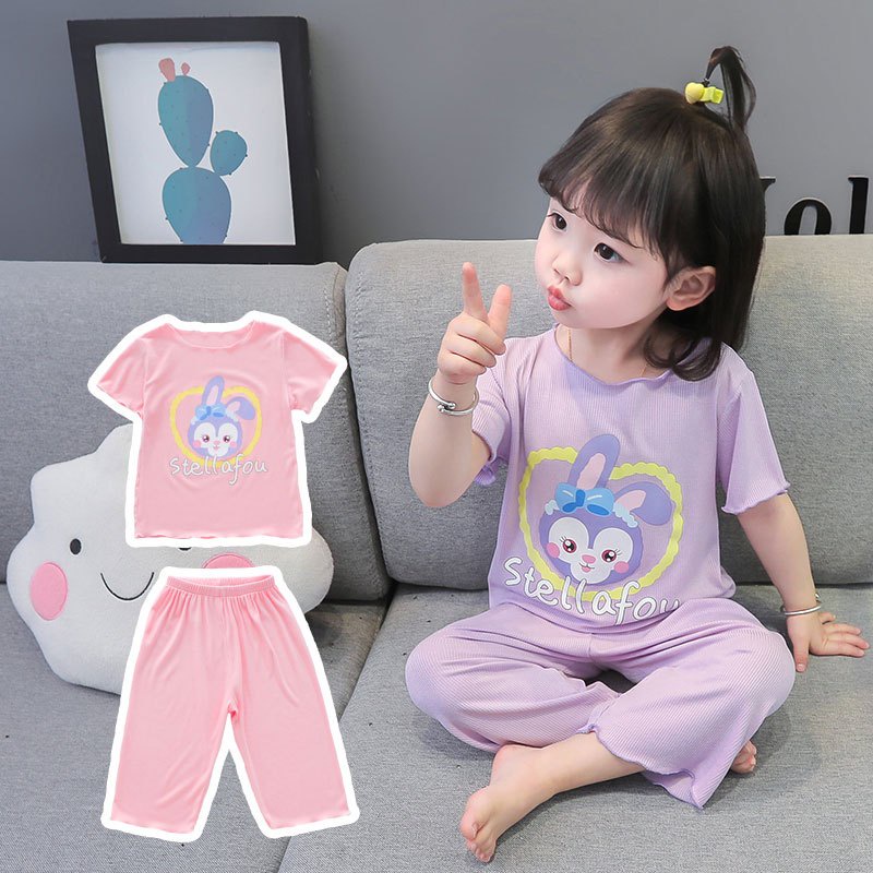 ชุดนอนเด็กผู้หญิง ชุดเซ็ท 2 ชิ้น (กางเกง+เสื้อ) ลายการ์ตูนน่ารัก ราคา ถูกที่สุด ดีลบีเคเค แกลเลอรีภาพที่ 7