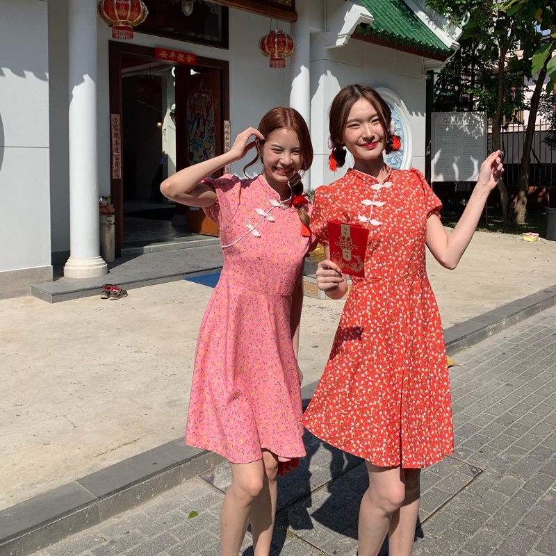 ชุดเดรส 🧧ใส่โค้ด 3PCSJAN ลด 60.- 3pcs.basket JIN JIN DRESS 🎎🎏เดรสตรุษจีน