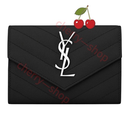 Yves Saint Laurent YSL Walletsกระเป๋าสตางค์ผู้หญิง กระเป๋าสตางค์ใบสั้น แซงต์โลร็องต์414404
