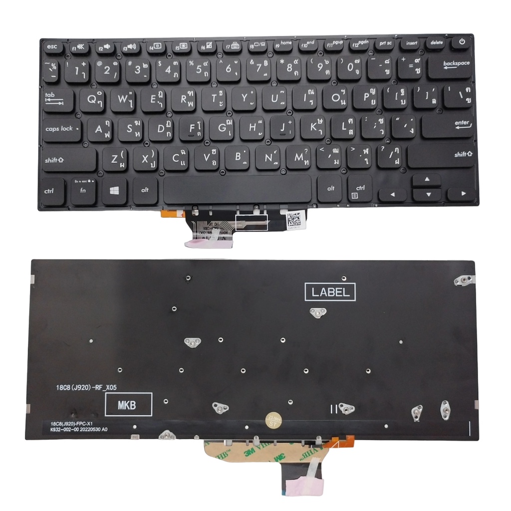 แป้นพิมพ์ คีย์บอร์ดโน๊ตบุ๊ค ASUS VivoBook S14 S430U, K430, A430, X430 Laptop Keyboard สีดำ มีไฟ ไทย/eng