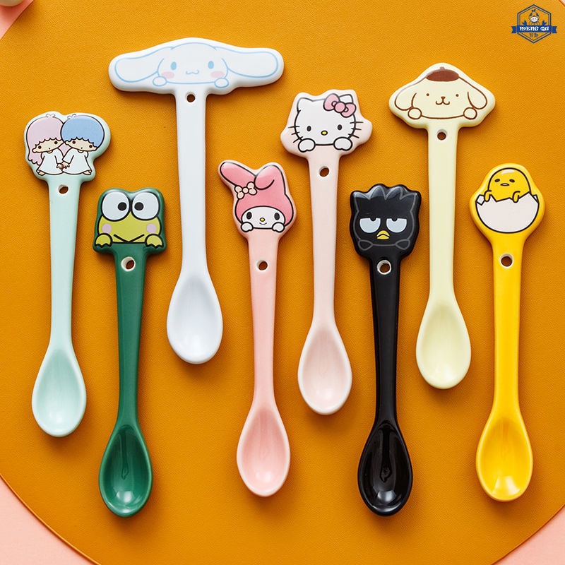ช้อนคนกาแฟเซรามิค ลายการ์ตูน Sanrio Cinnamoroll Melody Kuromi น่ารัก สําหรับหอพักนักเรียน สํานักงาน