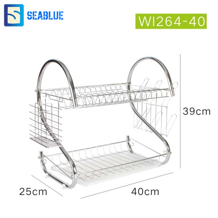 SEABLUES-ชั้นวางจาน 2ชั้น  40x25x39 ซม ซม.วางช้อนส้อม ที่คว่ำจาน  ตะแกรงระบายน้ำ ชั้นวางของในครัว  M