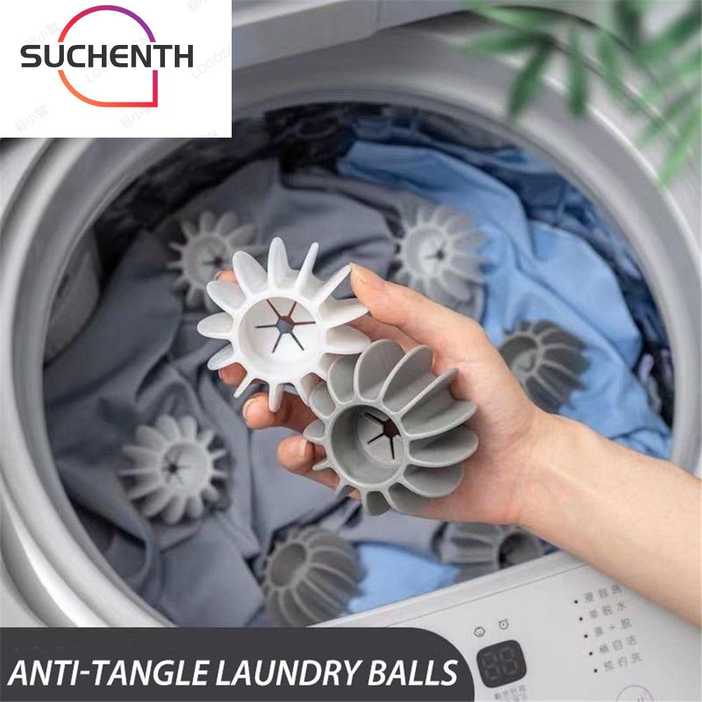Suchenth ลูกบอลซักผ้า ทําความสะอาด ดักจับขนแมว 2 ชิ้น|น้ํายาปรับผ้านุ่ม อุปกรณ์เสริม สําหรับซักผ้า