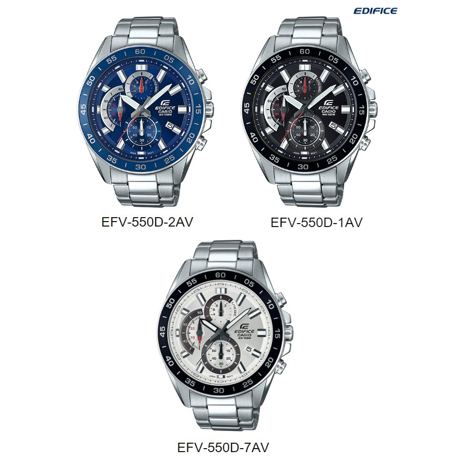 นาฬิกา Casio Edifice Chronograph รุ่น EFV-550D-1A / 2A / 7A นาฬิกาข้อมือผู้ชาย สายแสตนเลส A ของแท้ 100%