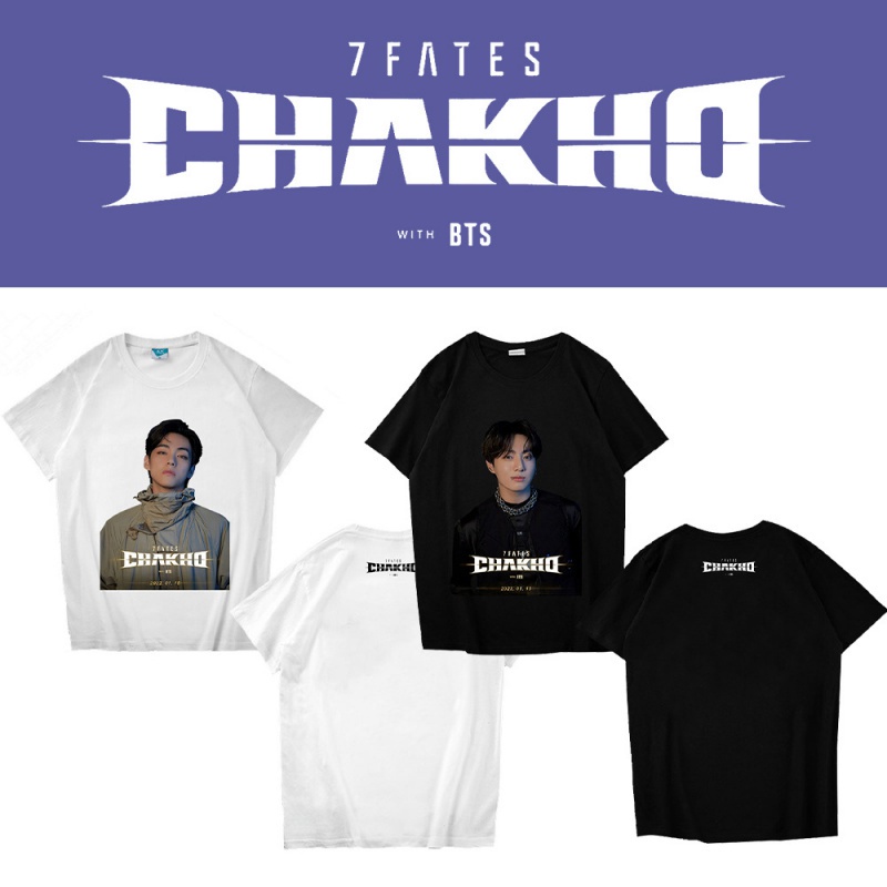 ของขวัญวันเกิด คอลูกเรือคอกลมKPOP BTS 7Fates_CHAKHO เดียวกันผ้าฝ้ายแขนสั้นผู้ชายและผู้หญิงขนาดบวกหลว
