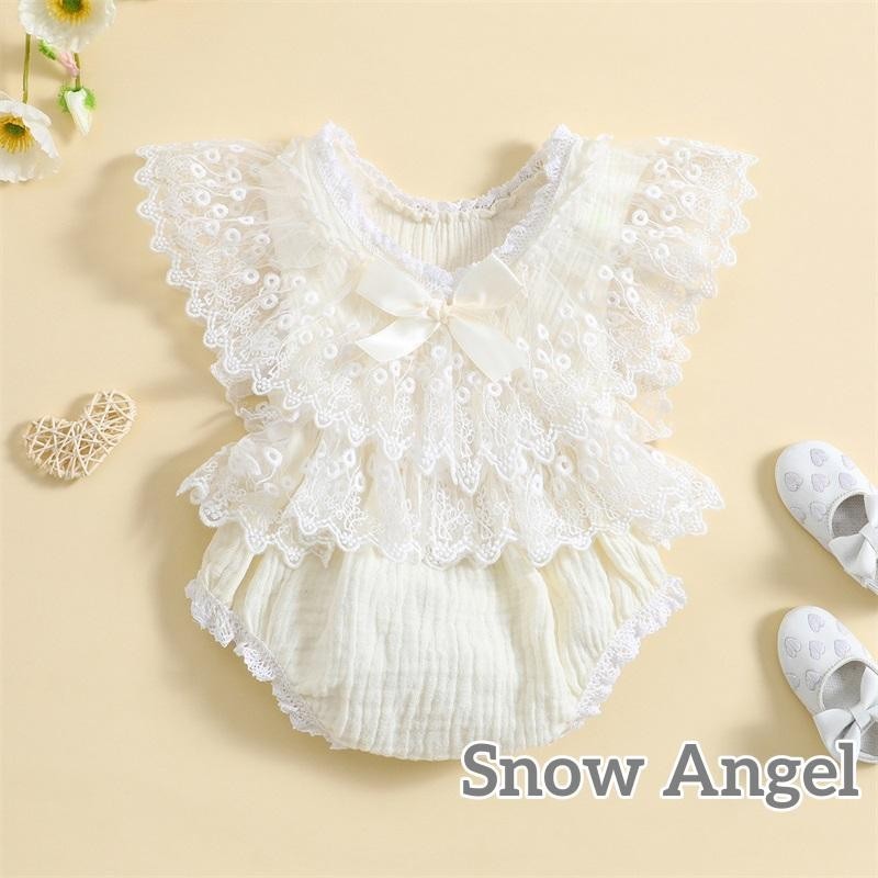 【ส่งจากไทย】​ชุดจั๊มสูทลูกไม้ลายดอกไม้สําหรับเด็กทารกฤดูร้อน Casual Bow Ruffles Flying Sleeves Rompers สําหรับเด็กวัยหัดเดิน