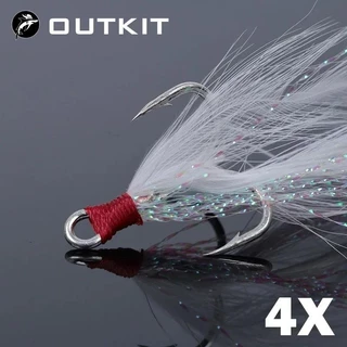 Outkit 10 ชิ้น Lure Treble Hooks 4X Strength พร้อม Feather Tackle ตกปลา Hook Stronger เหล็กคาร์บอน Barbed Fishhooks Pesca