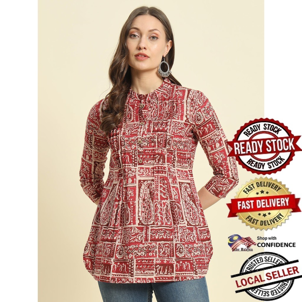 Short Kurti Indian Women Kurtis Top Saree Sari Punjabi Suit Readymade Kurti UD40910APTP