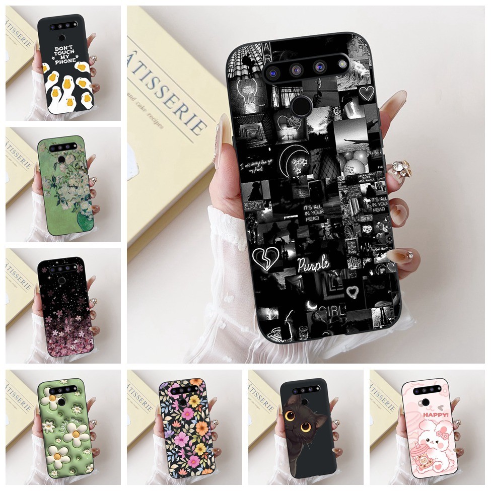 Lg V50 LM-V500EM เคสโทรศัพท์ LG V50 ThinQ 5G กรณีสีดําความงามแมวน่ารักแฟชั่นตลกซิลิโคนกันกระแทกปกหลั