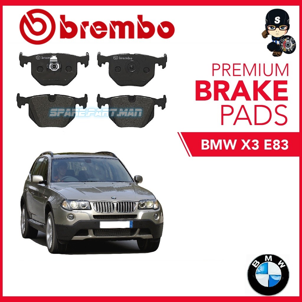 ผ้าเบรคหลัง BREMBO (1 ชุด) - BMW X3 E83 2.0i,2.0d,2.5i,3.0i,3.0d, BMW X3 E83 3.5d
