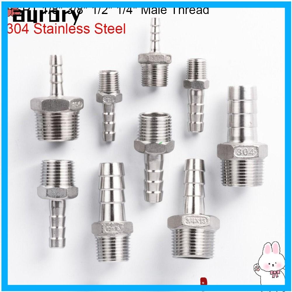 Aurory 1 ชิ้นท่อเชื่อมต่อ,ชายด้ายอะแดปเตอร์ท่อ Joint,ทนทาน 6 มิลลิเมตรถึง 12 มิลลิเมตร 304 สแตนเลส BSPT ท่อสําหรับ PU PE Tube