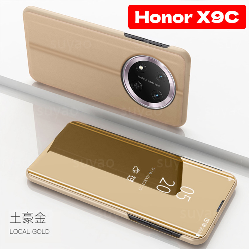สําหรับ Honor X9C X9 C 5G 2025 เคสโทรศัพท์ดูชุบพลิกหนังกรณีหนังสือ HonorX9C X9B X9A B A ผู้ถือขาตั้งกระเป๋าสตางค์ป้องกัน Hp Hard แม่เหล็กหรูหราสมาร์ทกระจกฝาครอบใบหน้า