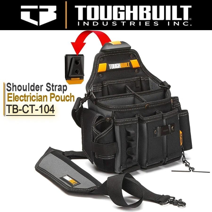 ToughBuilt Electrician Bag TB-CT-104 + สายสะพายไหล่ 25 ช่อง & สายรัด สีดํา นาฬิกาจัดระเบียบ