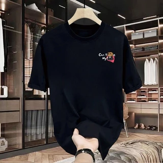 เสื้อยืดคอกลม-แขนสั้น oversize t-shirt พิมพ์ลายหน้าหลังเท่ๆ เสื้อสตรีทแฟชั่นสวยๆ ยืดชาย-หญิง สีขาว-ดำ
