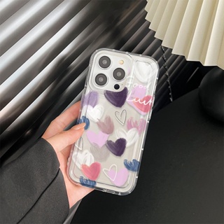 Yiki|เคสโทรศัพท์มือถือแบบนิ่ม TPU ใส ลายหัวใจสีม่วง ขาว สําหรับ Motorola E32 E22 G73 G72 E13 2023 G53 G9 Play G23 G13 G22 G10 G30