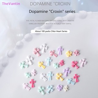 Thevantin จี้ไม้กางเขนเรซิ่น 3D คละสี สําหรับตกแต่งเล็บ 100 ชิ้น ต่อถุง