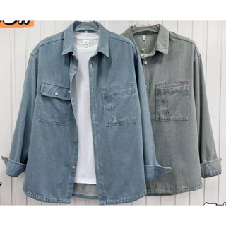 เสื้อJacket เสื้อแจ็คเก็ตยีนส์แขนยาว ผ้ายีนส์พรีเมี่ยม  Denim 3308 สีฟ้ายีนส์