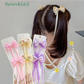 Twinkle1 กิ๊บติดผม ผ้ากอซ ลายดอกไม้ โบว์ เครื่องประดับผม สําหรับเด็กผู้หญิง