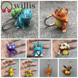 Willis พวงกุญแจรถยนต์ PVC จี้ตุ๊กตาปิกาจู Bulbasaur Squirtle ของเล่นสําหรับเด็ก