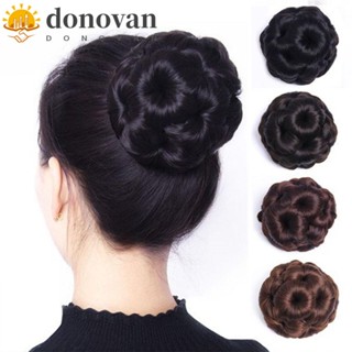 DONOVAN Fake Hair Bun Stylish Natural Vintage Women Wig Ponytails Extensions Claw On Hair Nine Flowers Hair Girls Small Bundle Flower Ring Bun