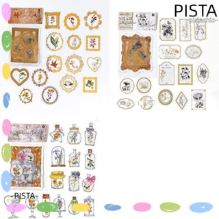 Pista สติกเกอร์ PET หลากสี สไตล์วินเทจ สําหรับตกแต่งสมุดภาพ DIY 90 ชิ้น