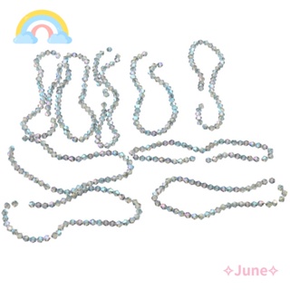 June ลูกปัดแก้วคริสตัล สีเขียว 6 มม. 6 มม. สําหรับทําเครื่องประดับ สร้อยข้อมือ DIY