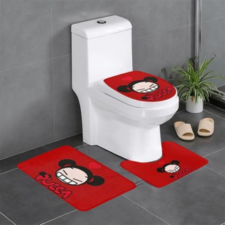 Pucca 3 in 1 ชุดพรมปูพื้นห้องน้ํา พรมนุ่ม กันลื่น เสื่อรองอาบน้ํา พรมห้องน้ํา
