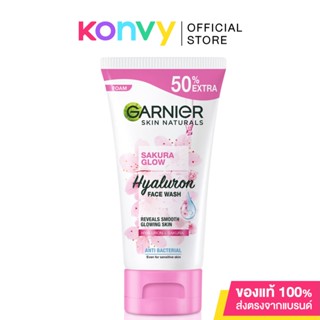 Garnier Sakura Glow Hyaluron Face Wash 150ml การ์นิเย่ ซากุระ โกลว์ พิงกิช โฟม.