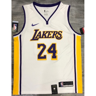 เสื้อกีฬาแขนสั้น ลายทีม Los Angeles Lakers No. เสื้อกีฬาบาสเก็ตบอล คอวี ลายทีม Kobe Bryant สีขาว 24 ชิ้น