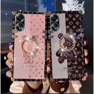 เคสโทรศัพท์มือถือ กันกระแทก ลายการ์ตูนหมี พร้อมแหวนขาตั้ง สําหรับ OPPO A58 4G A78 4G