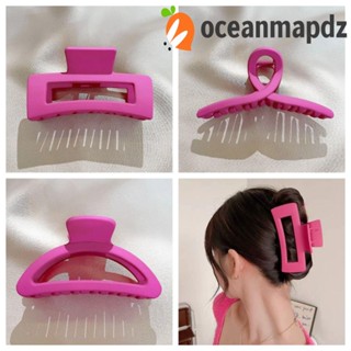 Oceanmapdz กิ๊บติดผมหางม้า พลาสติก ทรงสี่เหลี่ยม ขนาดใหญ่ สีชมพู สําหรับผู้หญิง