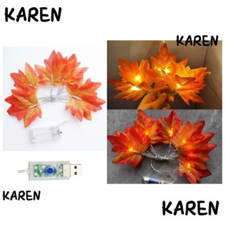 Karen สายไฟหิ่งห้อย LED 40 ดวง รูปใบเมเปิ้ล สีขาวอบอุ่น เสียบ USB 16.4 ฟุต สําหรับตกแต่งสวน วันหยุด