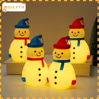 Moilyth จี้ไฟ LED พลาสติก ลายการ์ตูนสโนว์แมน เรืองแสง สีแดง สีฟ้า สําหรับแขวนตกแต่งต้นคริสต์มาส ปาร์ตี้