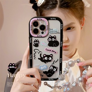 เคสโทรศัพท์มือถือ ลายแมวนําโชค สร้างสรรค์ สีดํา สําหรับ iP Phone 14 13 12 11 ProMax 14Plus 5G XsMax XR 78Plus