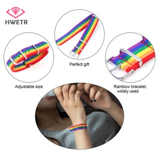 Hwetr สายนาฬิกาข้อมือ ผ้าแคนวาส LGBT Pride ปรับได้ 4 ชิ้น