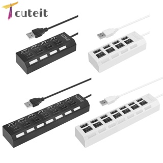 Tcuteit อะแดปเตอร์ฮับ USB 2.0 480Mbps ความเร็วสูง 4/7 พอร์ต