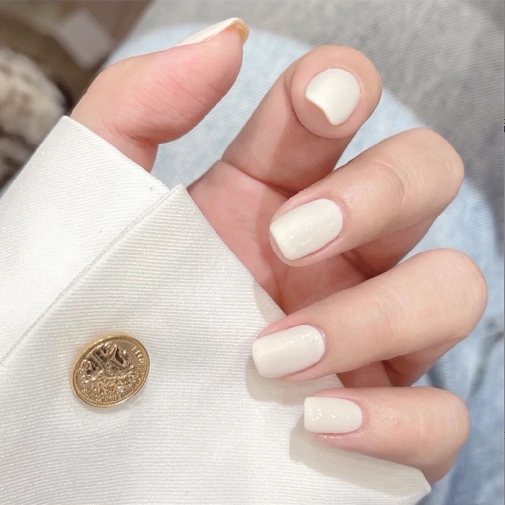 เล็บปลอมสําเร็จรูป แบบสั้น สีขาวดํา เกรดสูง ถอดออกได้ แบบเรียบง่าย สําหรับตกแต่งเล็บ จํานวน 24 ชิ้น