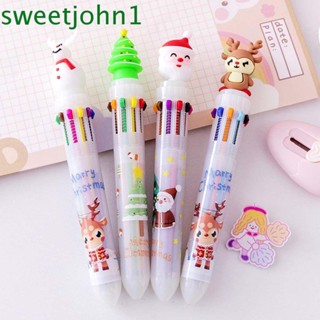 Sweetjohn ปากกาลูกลื่น ลายคริสต์มาส ซานตาคลอส สโนว์แมน 10 สี