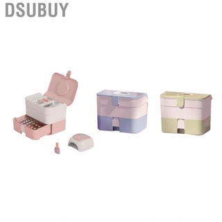 Dsubuy Makeup Storage Box  Lightweight Drawer Organizer Compartment Design 2 Layers Practical with Carry Handle for  Outdoor